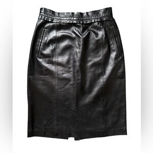Mario Valentino Leather Pencil Skirt, waist 27”